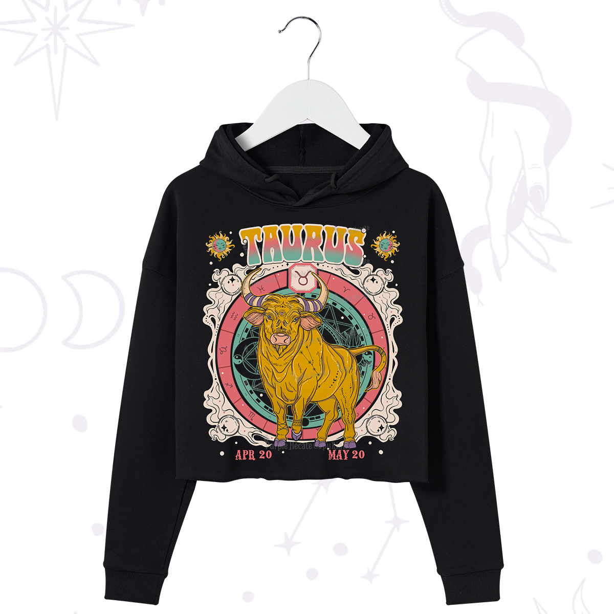 Purplehecate Taurus Cosmic Zodiac  Crop Hoodie