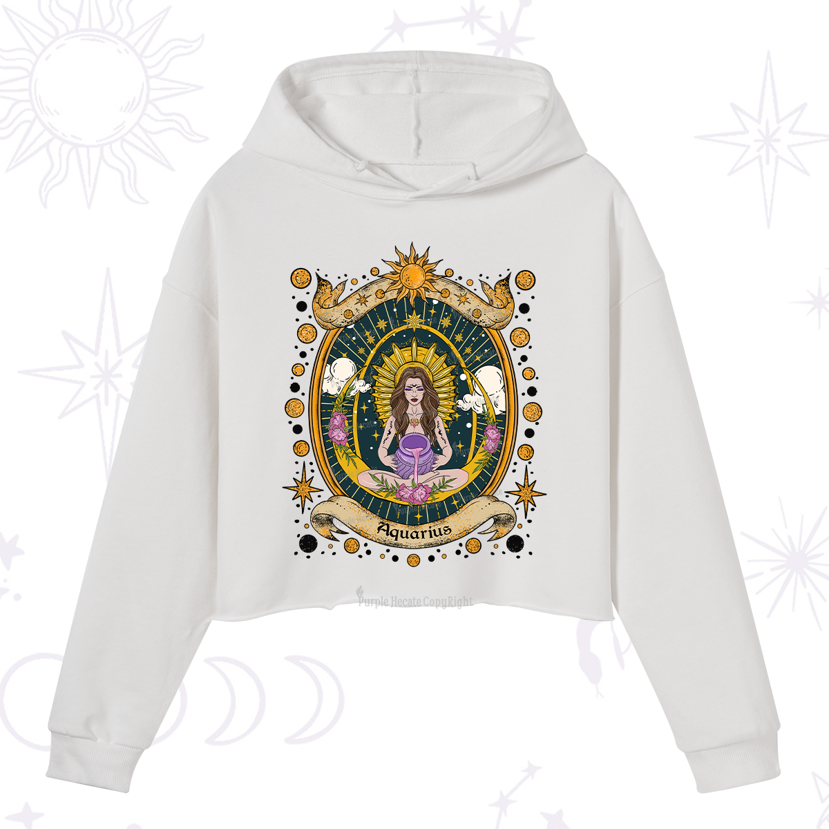 Purplehecate Aquarius Zodiac Crop Hoodie