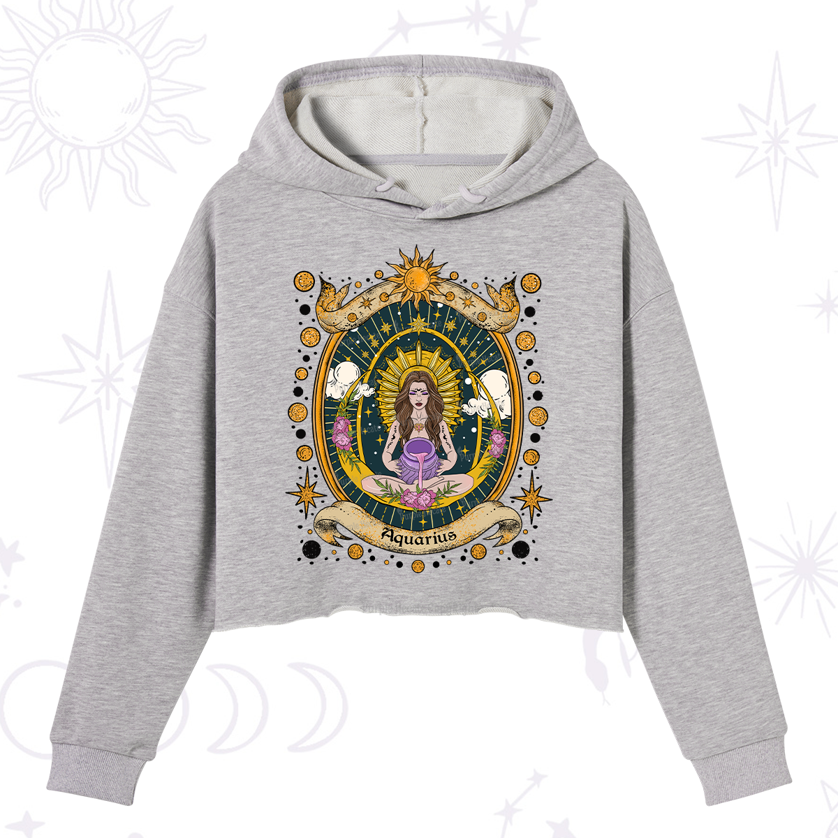 Purplehecate Aquarius Zodiac Crop Hoodie