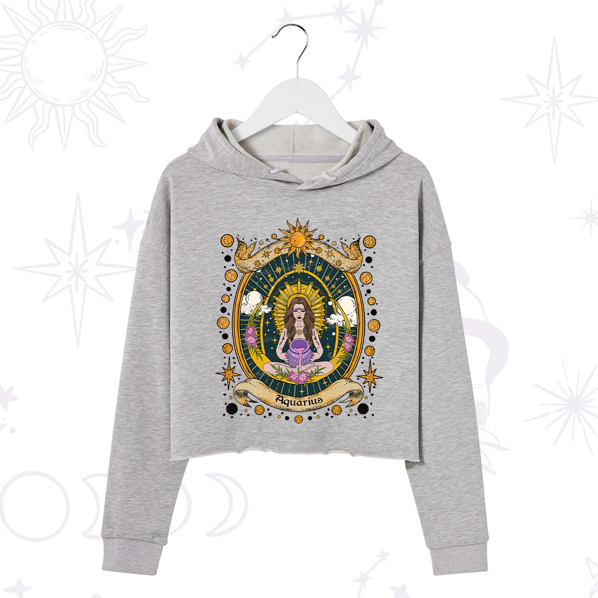Purplehecate Aquarius Zodiac Crop Hoodie