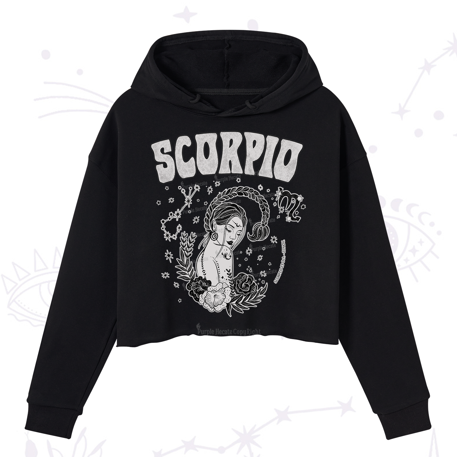 Purplehecate Scorpio Zodiac Glyphs  Crop Hoodie