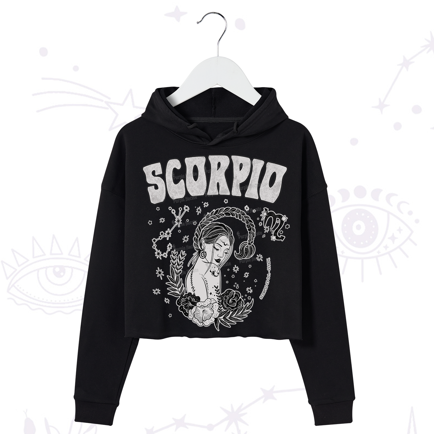 Purplehecate Scorpio Zodiac Glyphs  Crop Hoodie