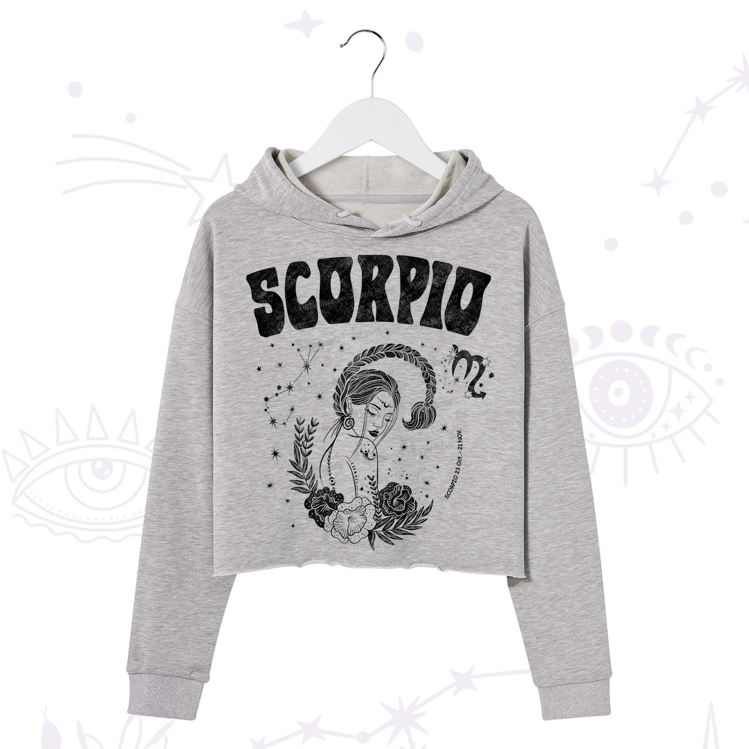 Purplehecate Scorpio Zodiac Glyphs  Crop Hoodie