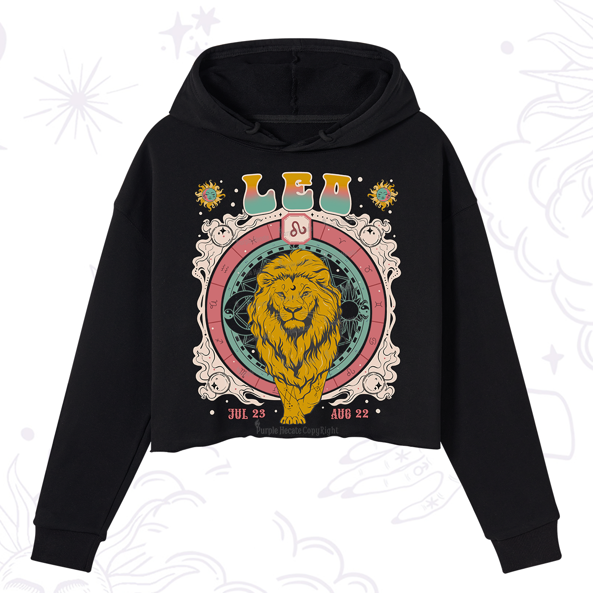 Purplehecate Leo Cosmic Zodiac Crop Hoodie