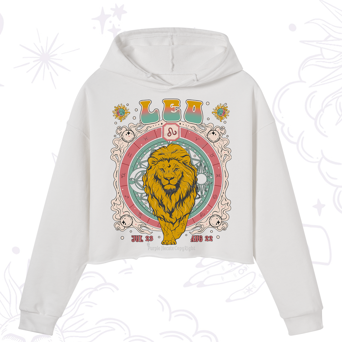Purplehecate Leo Cosmic Zodiac Crop Hoodie