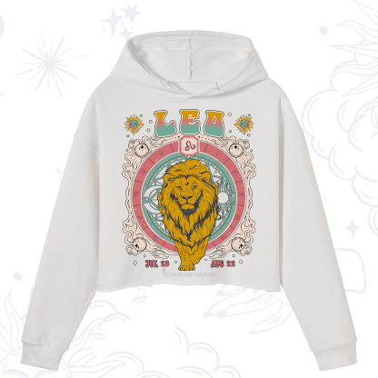 Purplehecate Leo Cosmic Zodiac Crop Hoodie
