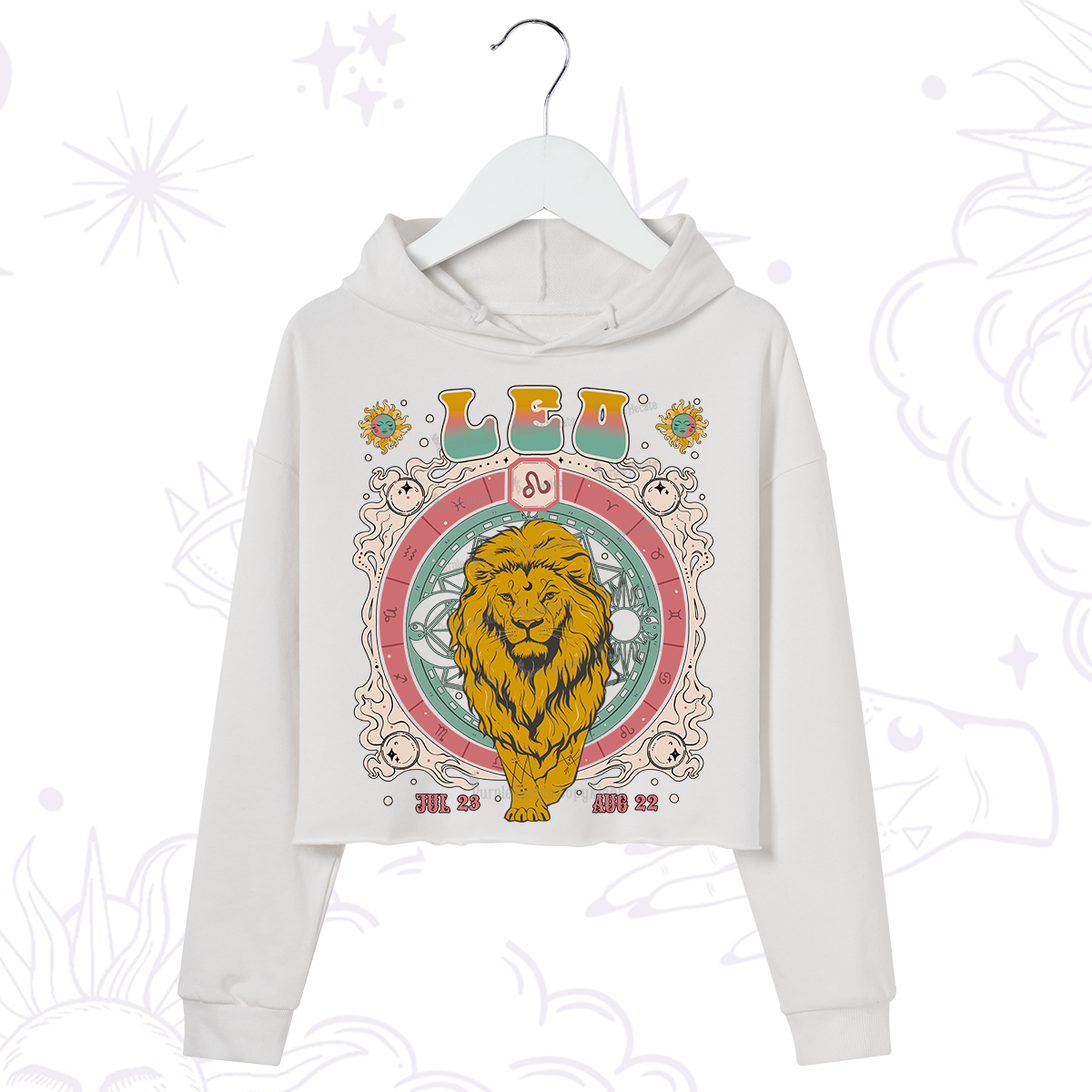 Purplehecate Leo Cosmic Zodiac Crop Hoodie