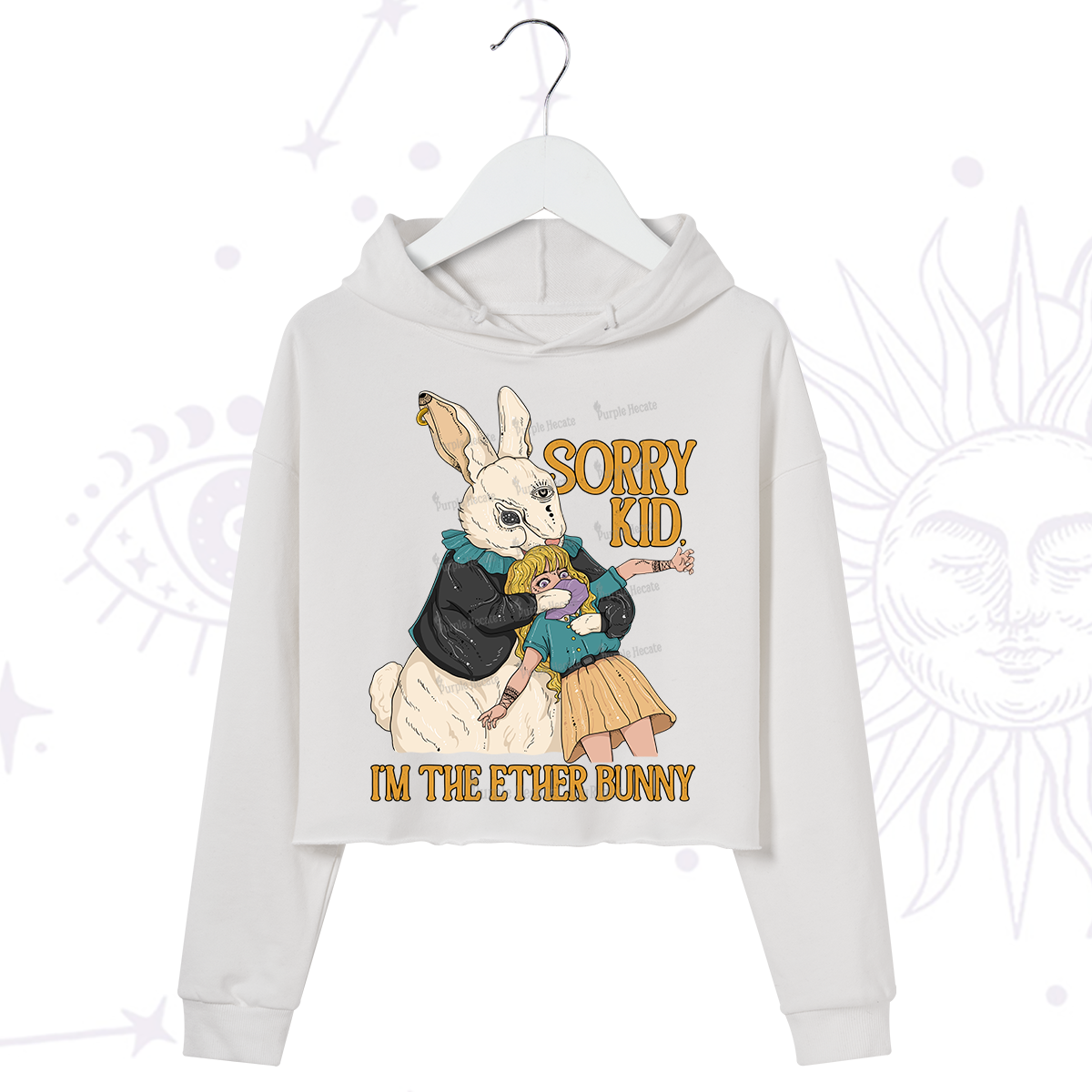 Purplehecate Sorry Kid I'm Easter Bunny Crop Hoodie