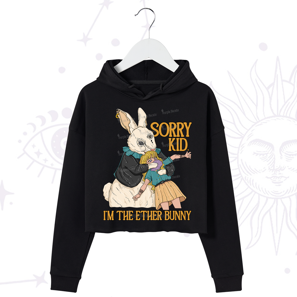 Purplehecate Sorry Kid I'm Easter Bunny Crop Hoodie