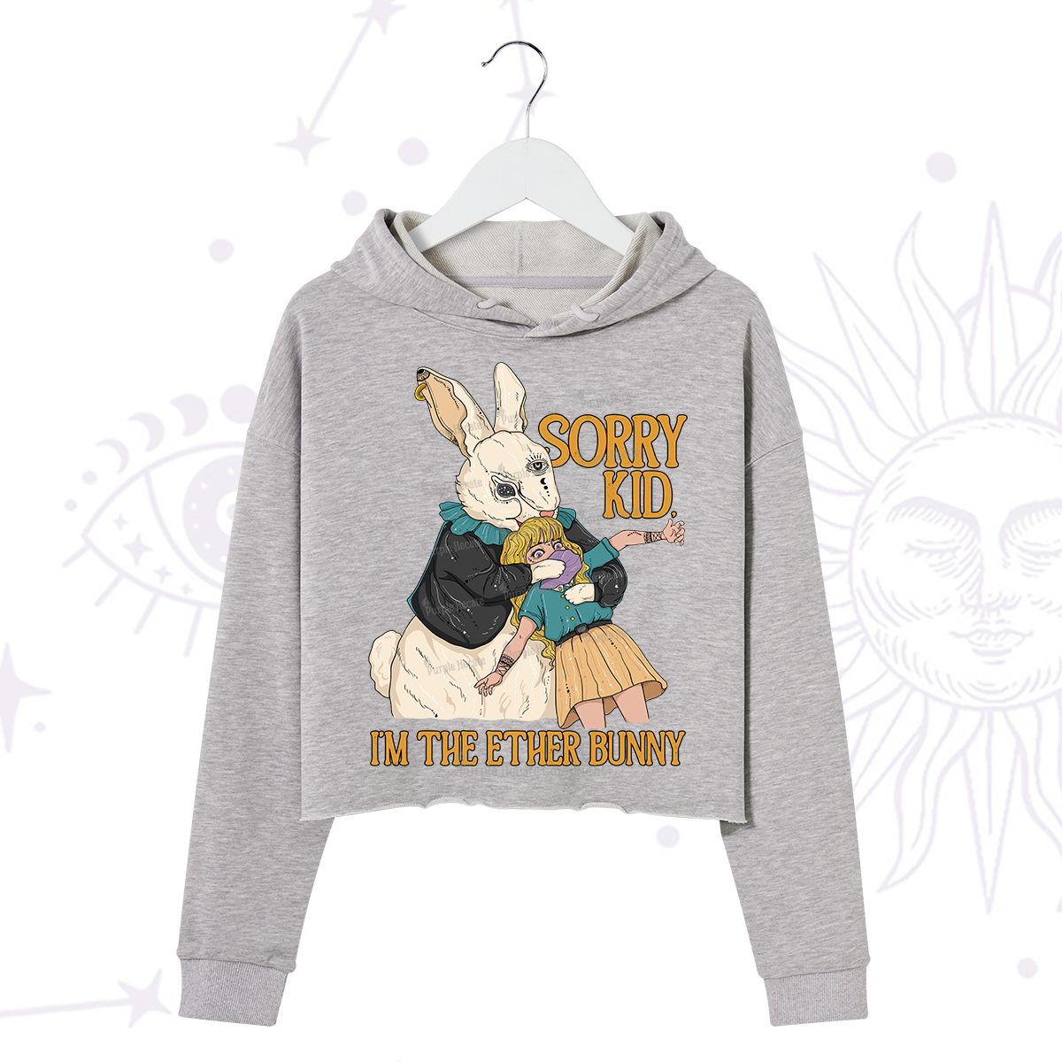 Purplehecate Sorry Kid I'm Easter Bunny Crop Hoodie