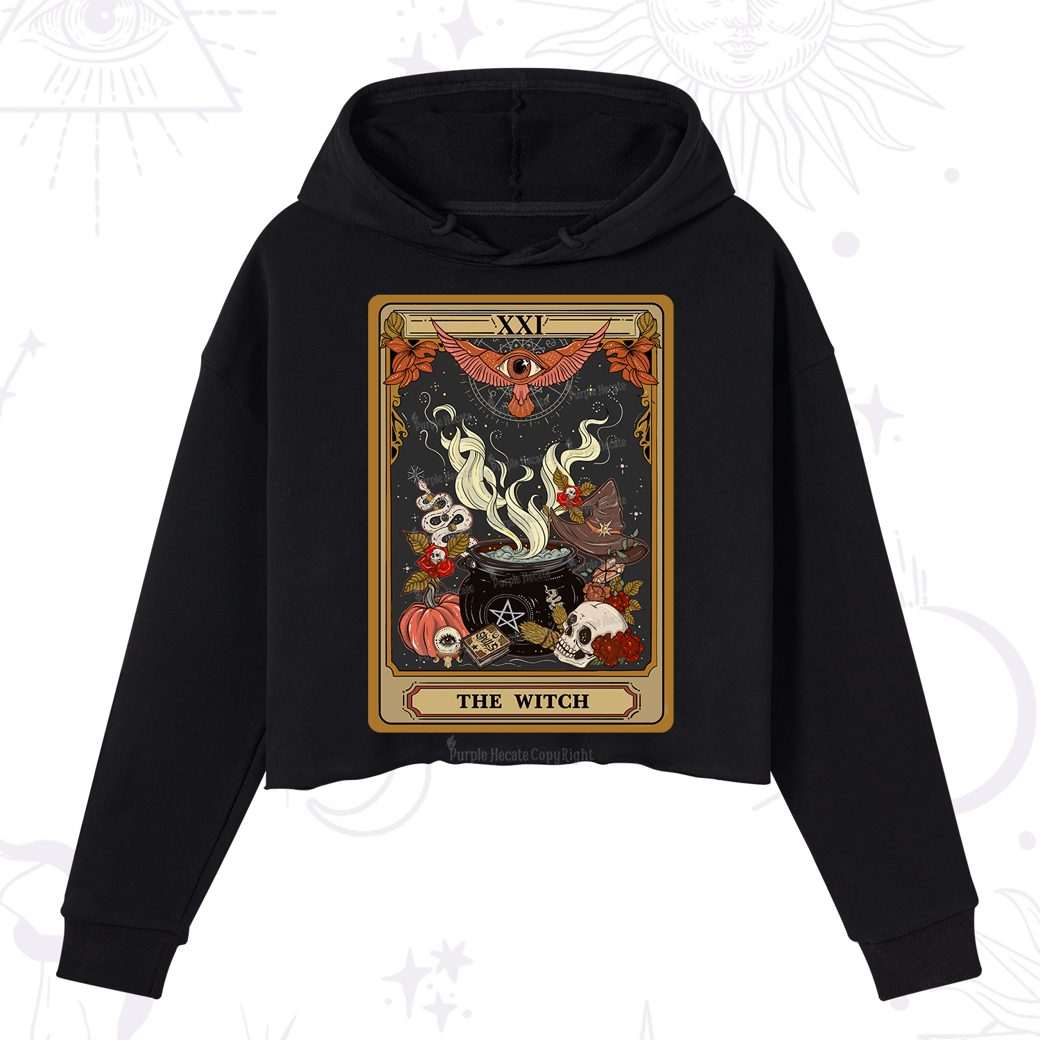 Purplehecate The Witch Magical Tarot Crop Hoodie