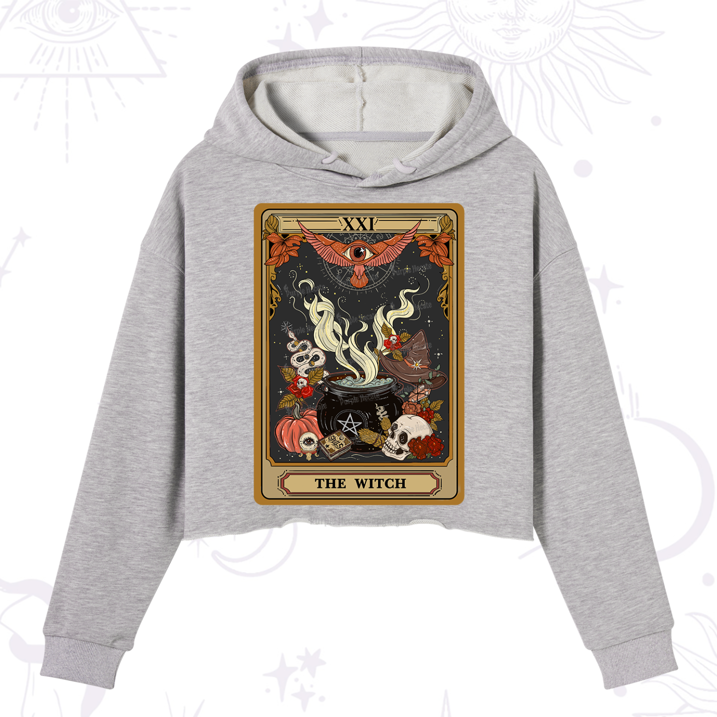 Purplehecate The Witch Magical Tarot Crop Hoodie