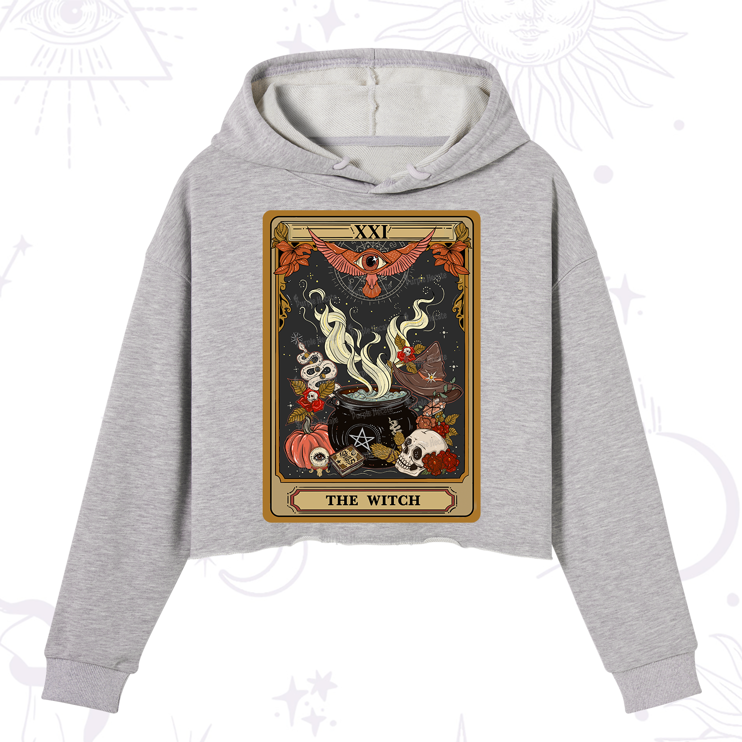 Purplehecate The Witch Magical Tarot Crop Hoodie