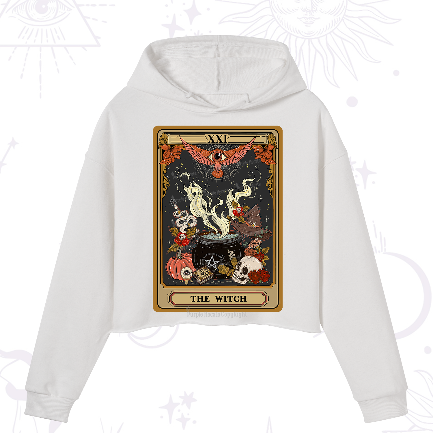 Purplehecate The Witch Magical Tarot Crop Hoodie