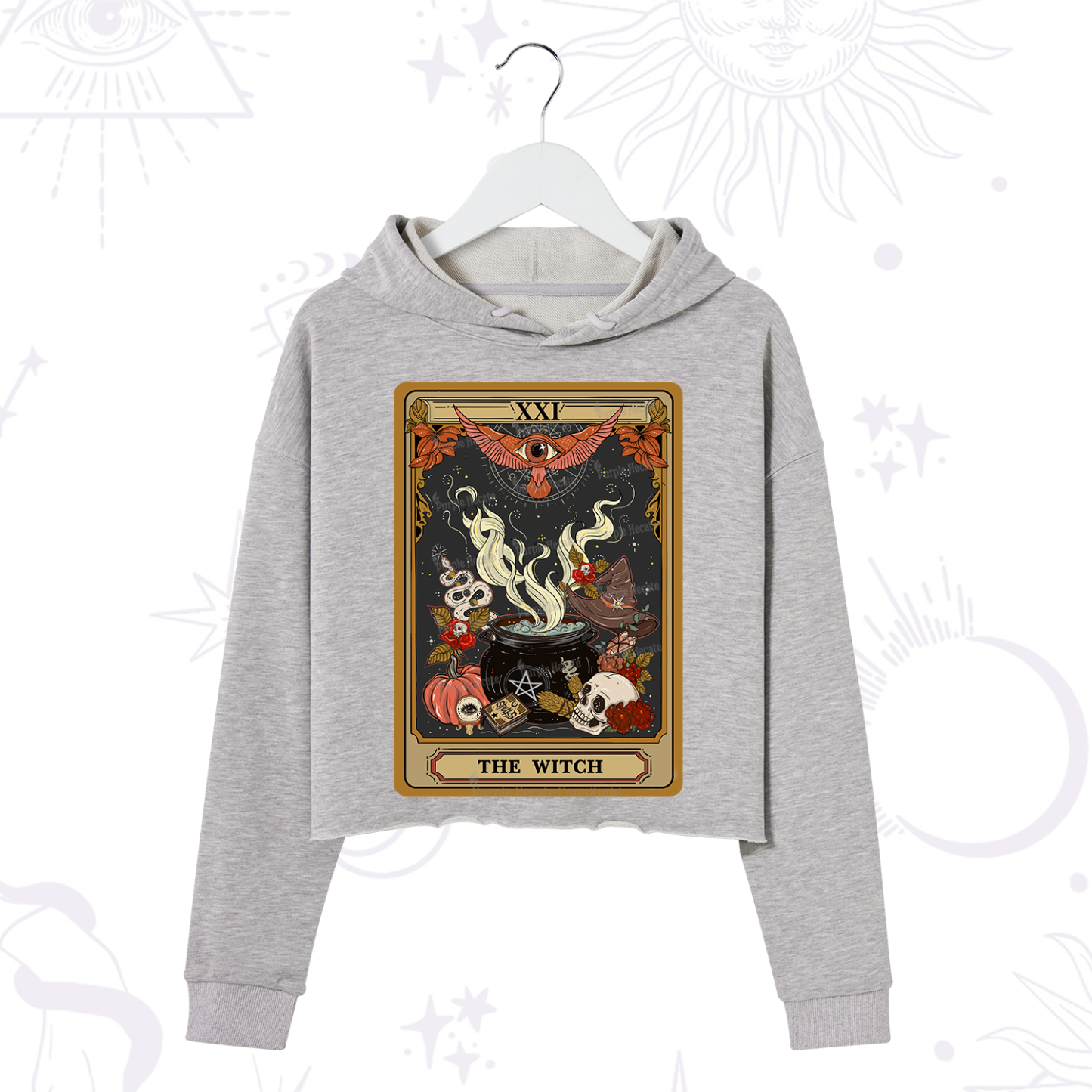 Purplehecate The Witch Magical Tarot Crop Hoodie