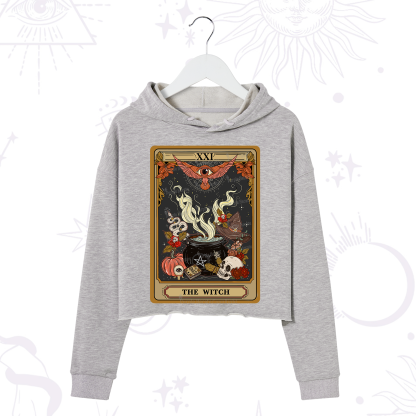 Purplehecate The Witch Magical Tarot Crop Hoodie