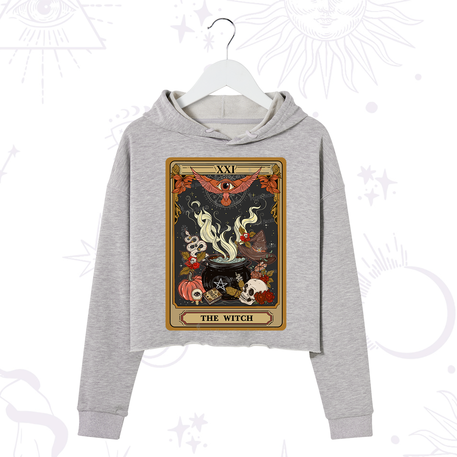 Purplehecate The Witch Magical Tarot Crop Hoodie