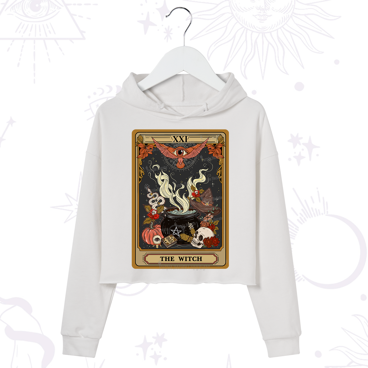 Purplehecate The Witch Magical Tarot Crop Hoodie