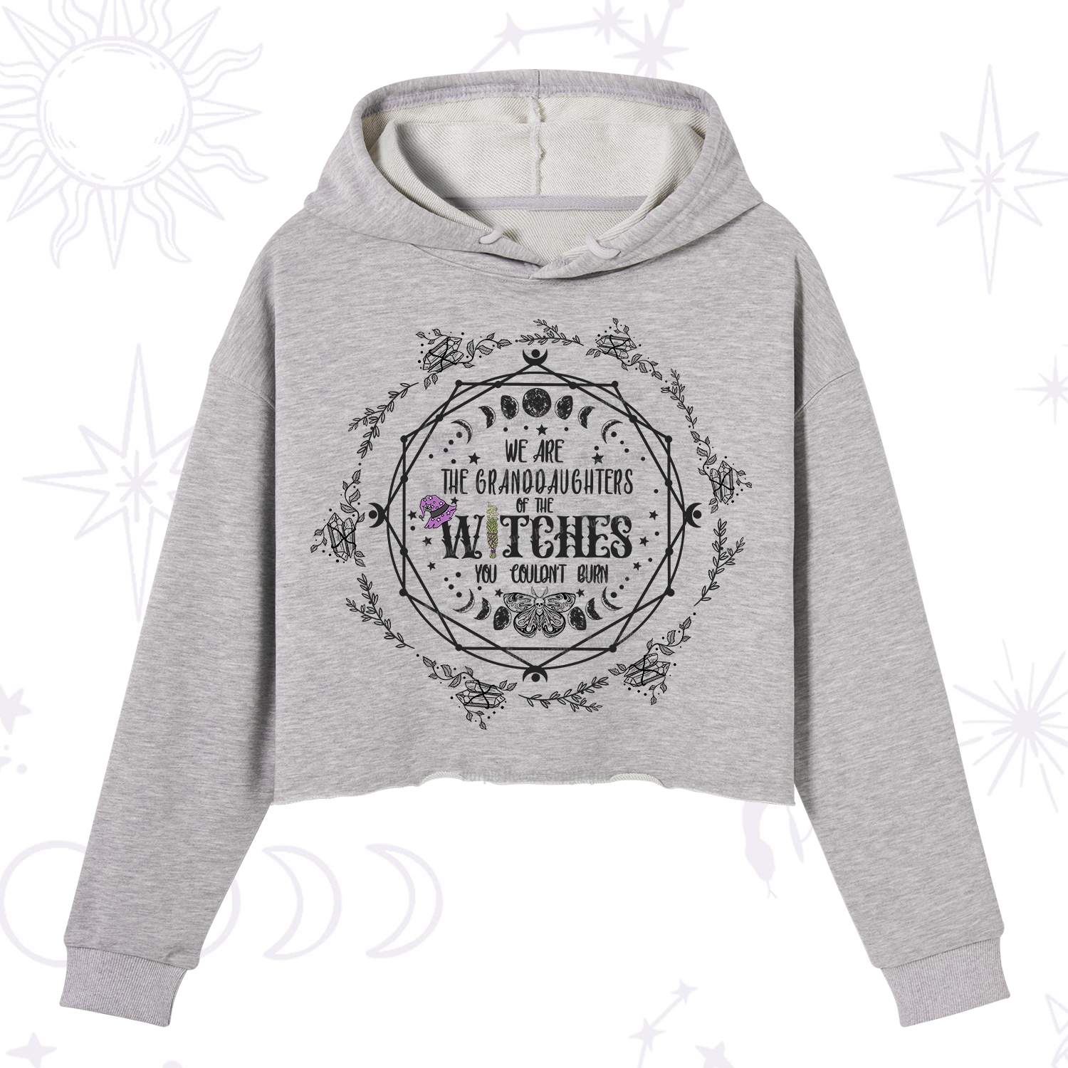 Purplehecate We Are the Granddaughters of the Witches You Could Not Burn Crop Hoodie