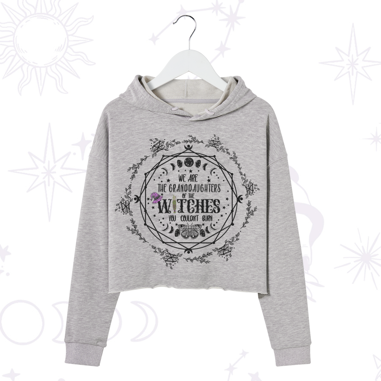 Purplehecate We Are the Granddaughters of the Witches You Could Not Burn Crop Hoodie