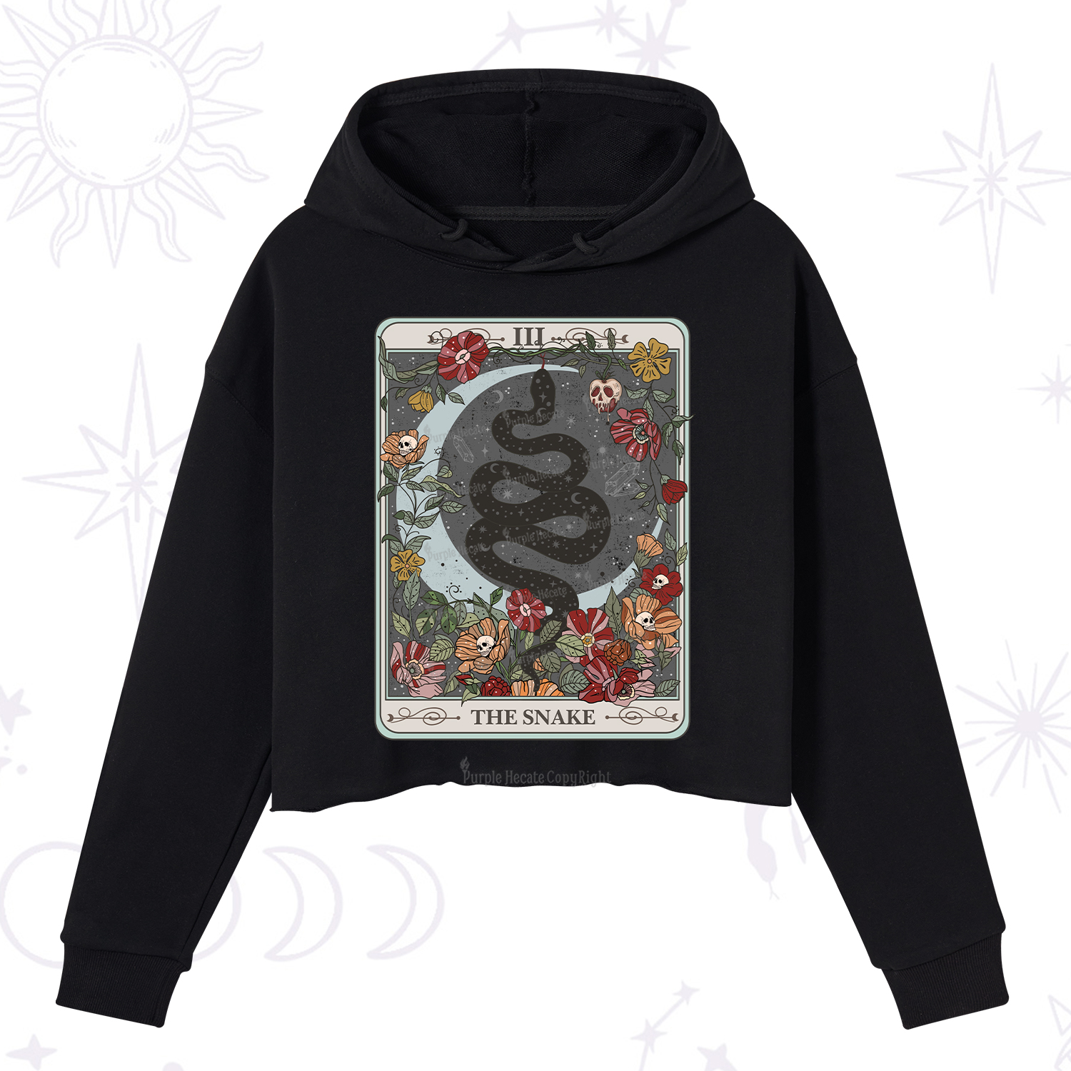 Purplehecate The Snake Tarot Crop Hoodie