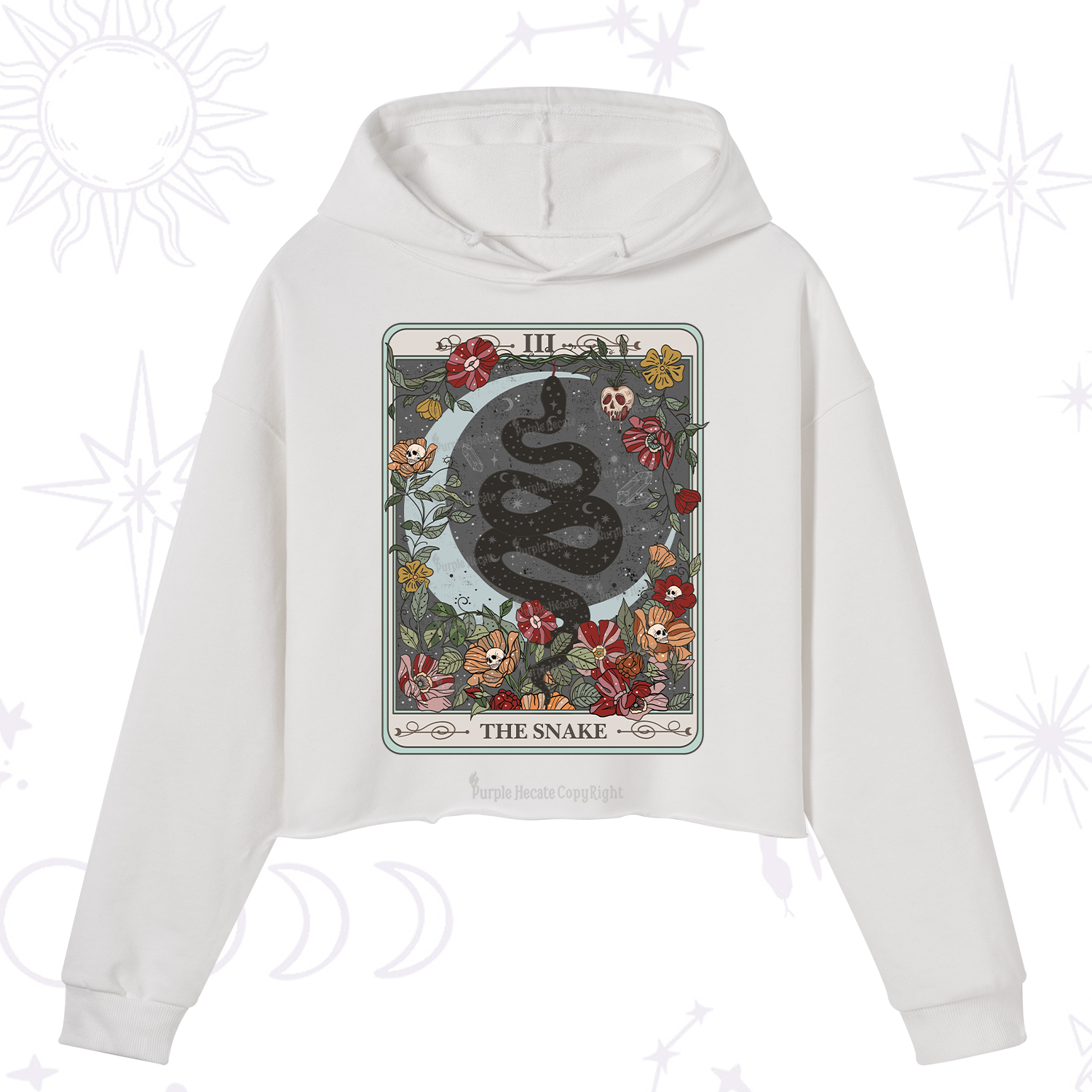 Purplehecate The Snake Tarot Crop Hoodie