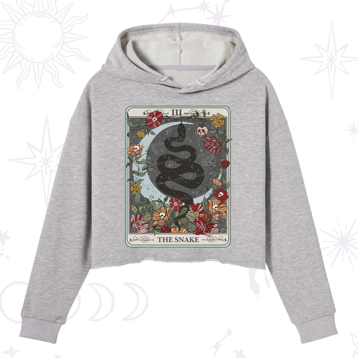 Purplehecate The Snake Tarot Crop Hoodie