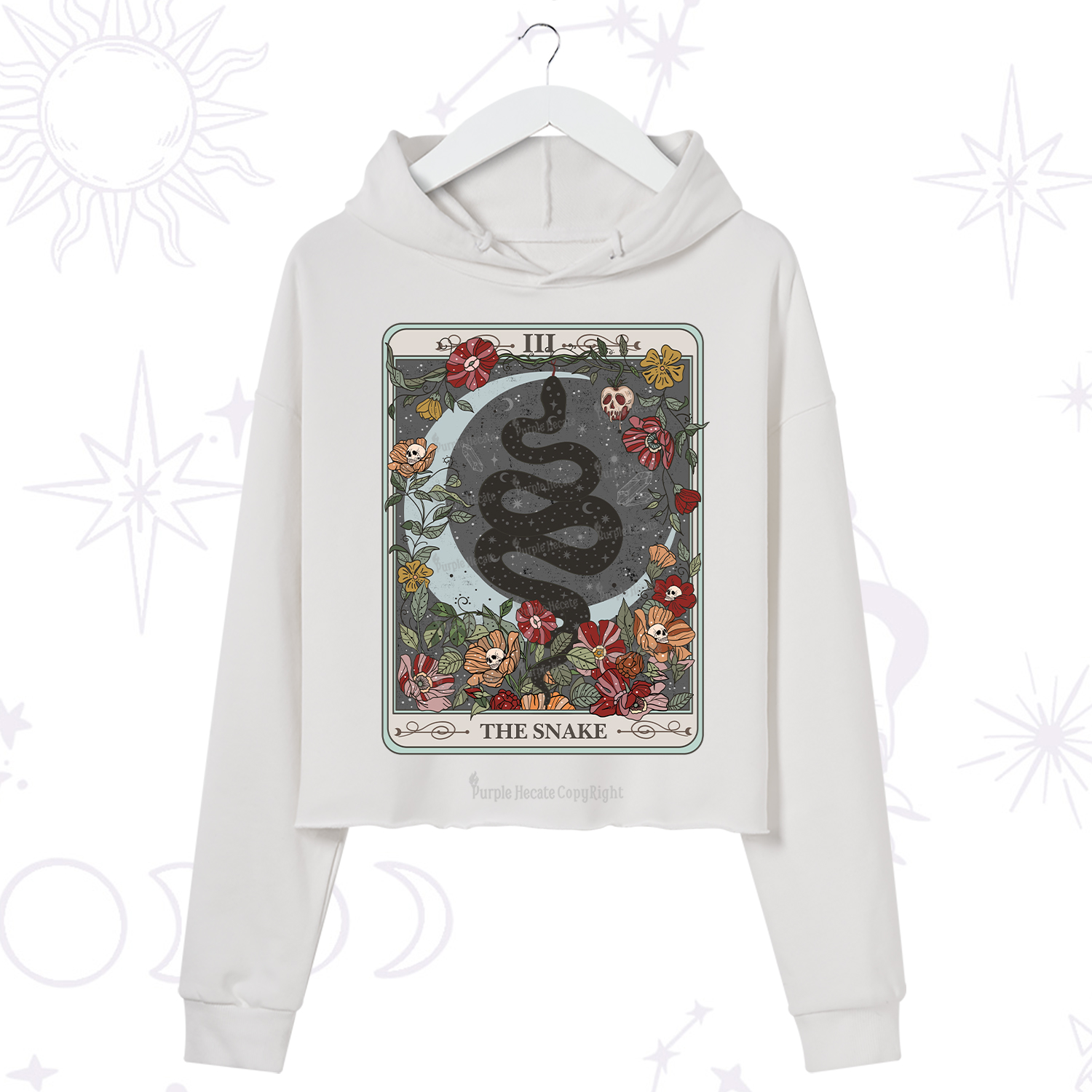 Purplehecate The Snake Tarot Crop Hoodie