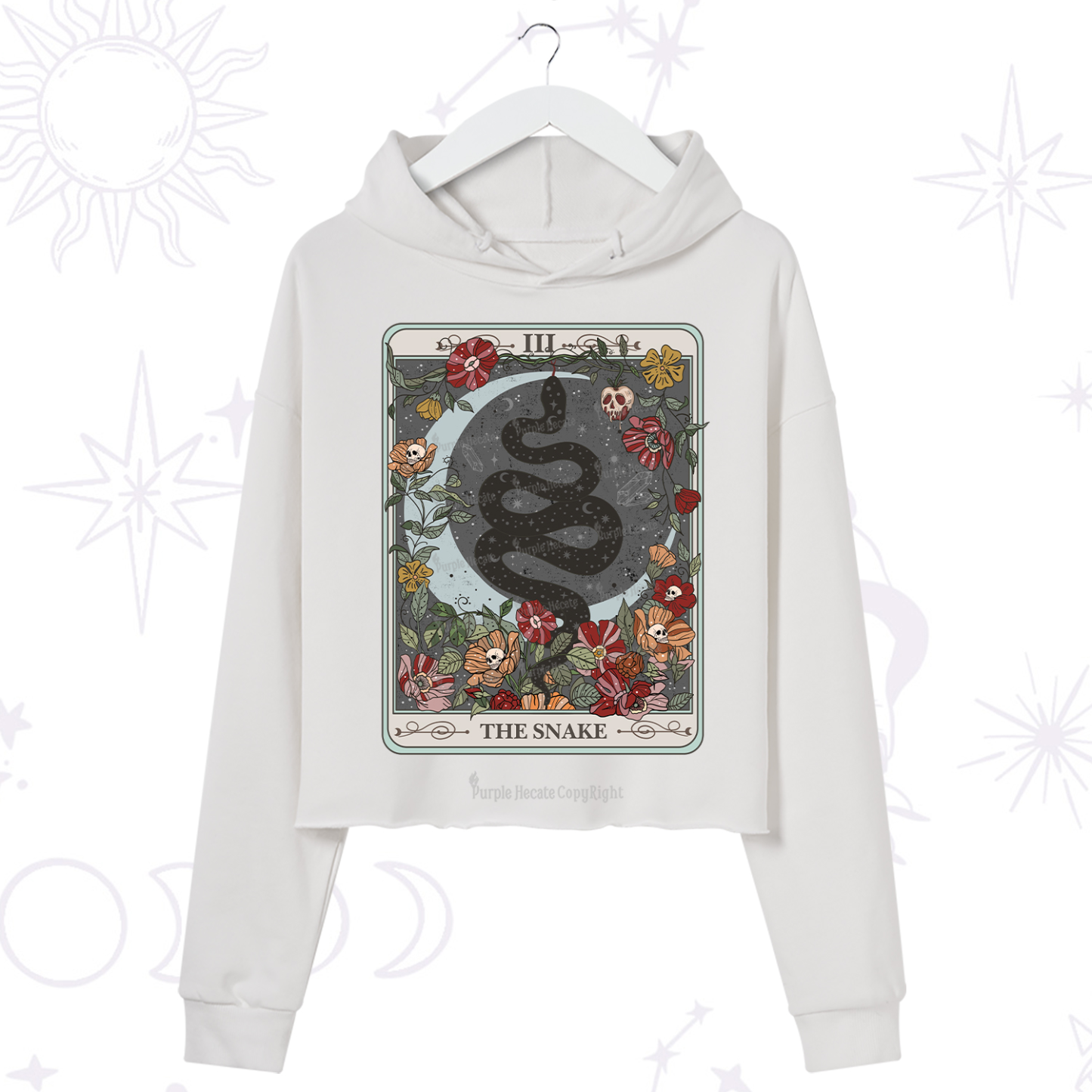 Purplehecate The Snake Tarot Crop Hoodie