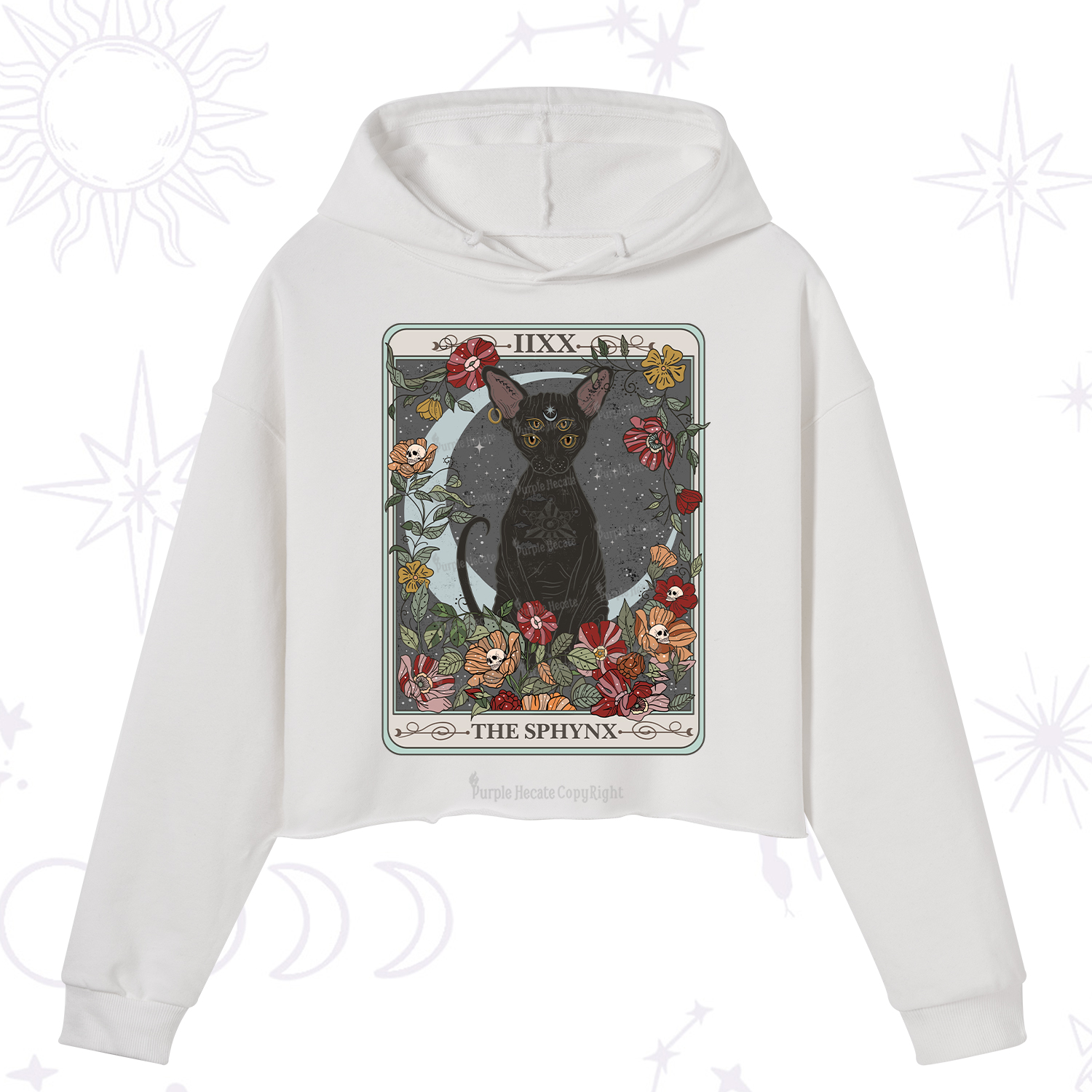 Purplehecate The Sphynx Tarot Crop Hoodie