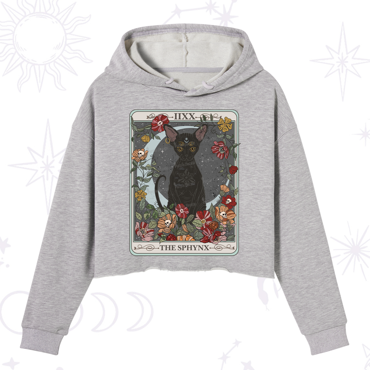 Purplehecate The Sphynx Tarot Crop Hoodie