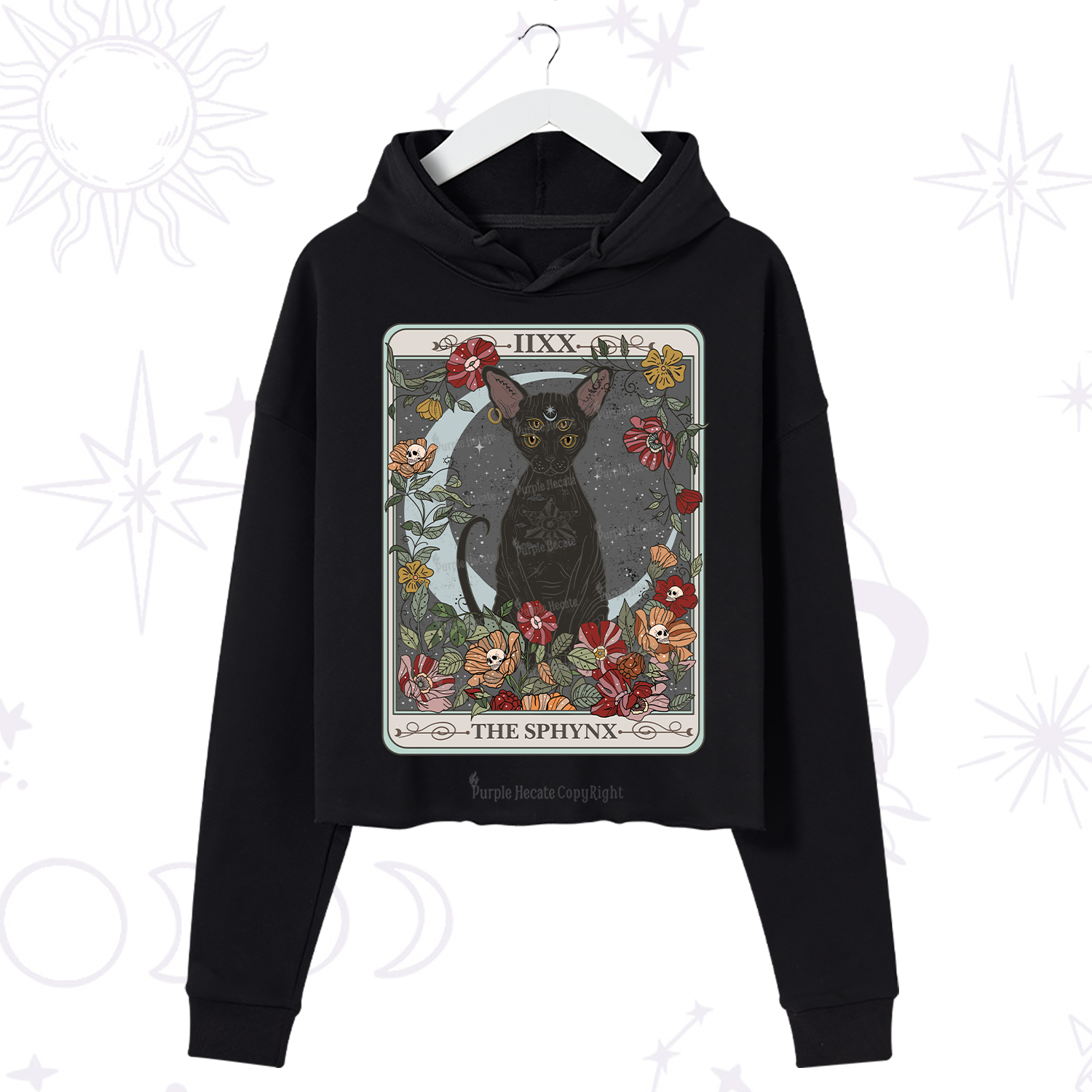 Purplehecate The Sphynx Tarot Crop Hoodie