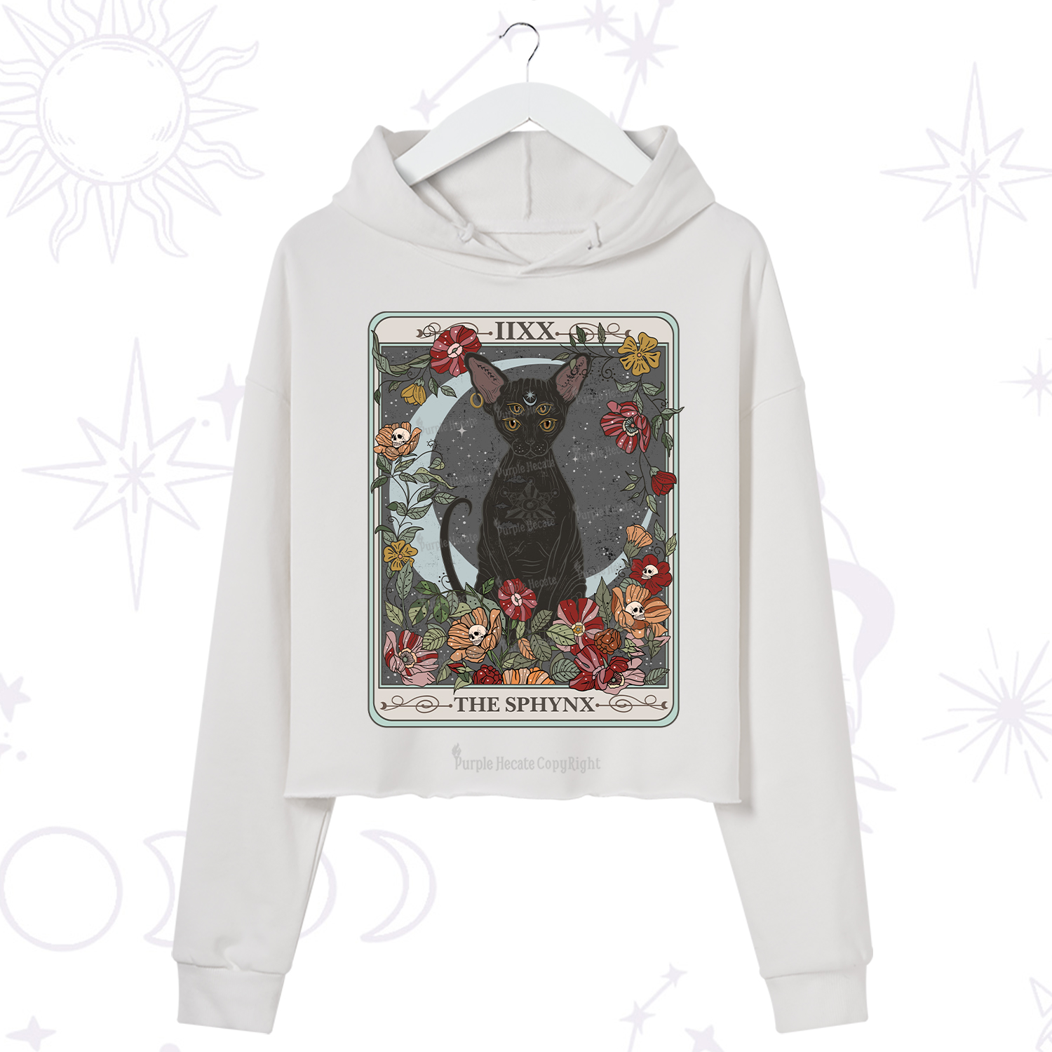 Purplehecate The Sphynx Tarot Crop Hoodie