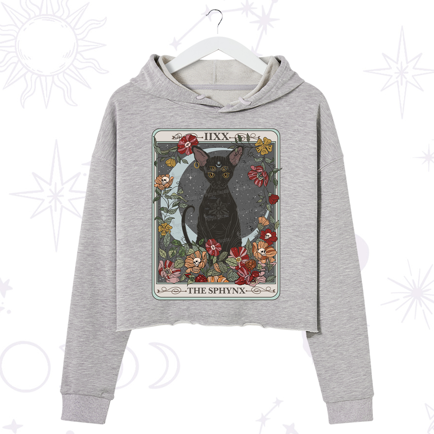 Purplehecate The Sphynx Tarot Crop Hoodie