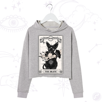 Purplehecate The Death Cat Tarot Crop Hoodie
