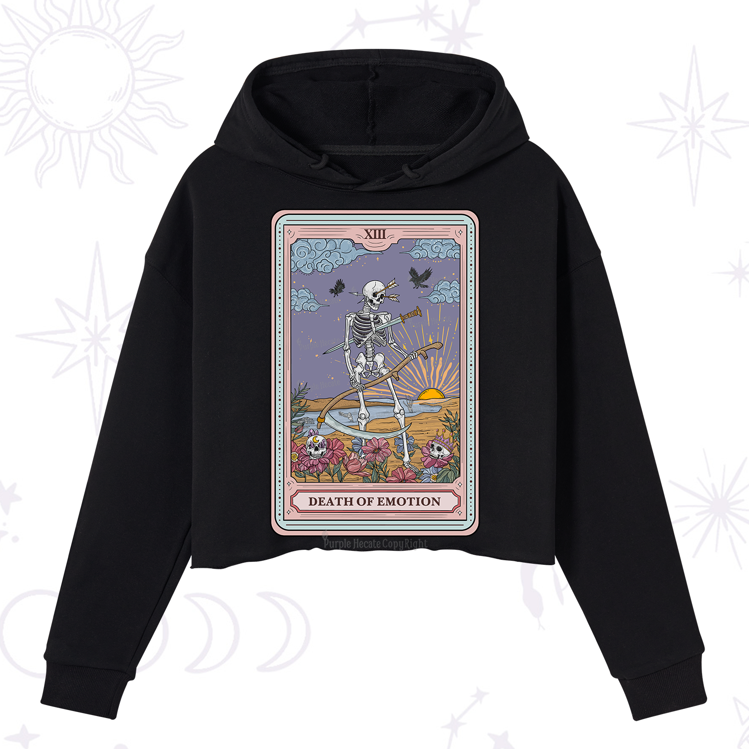 Purplehecate The Death Of Emotion Tarot Crop Hoodie