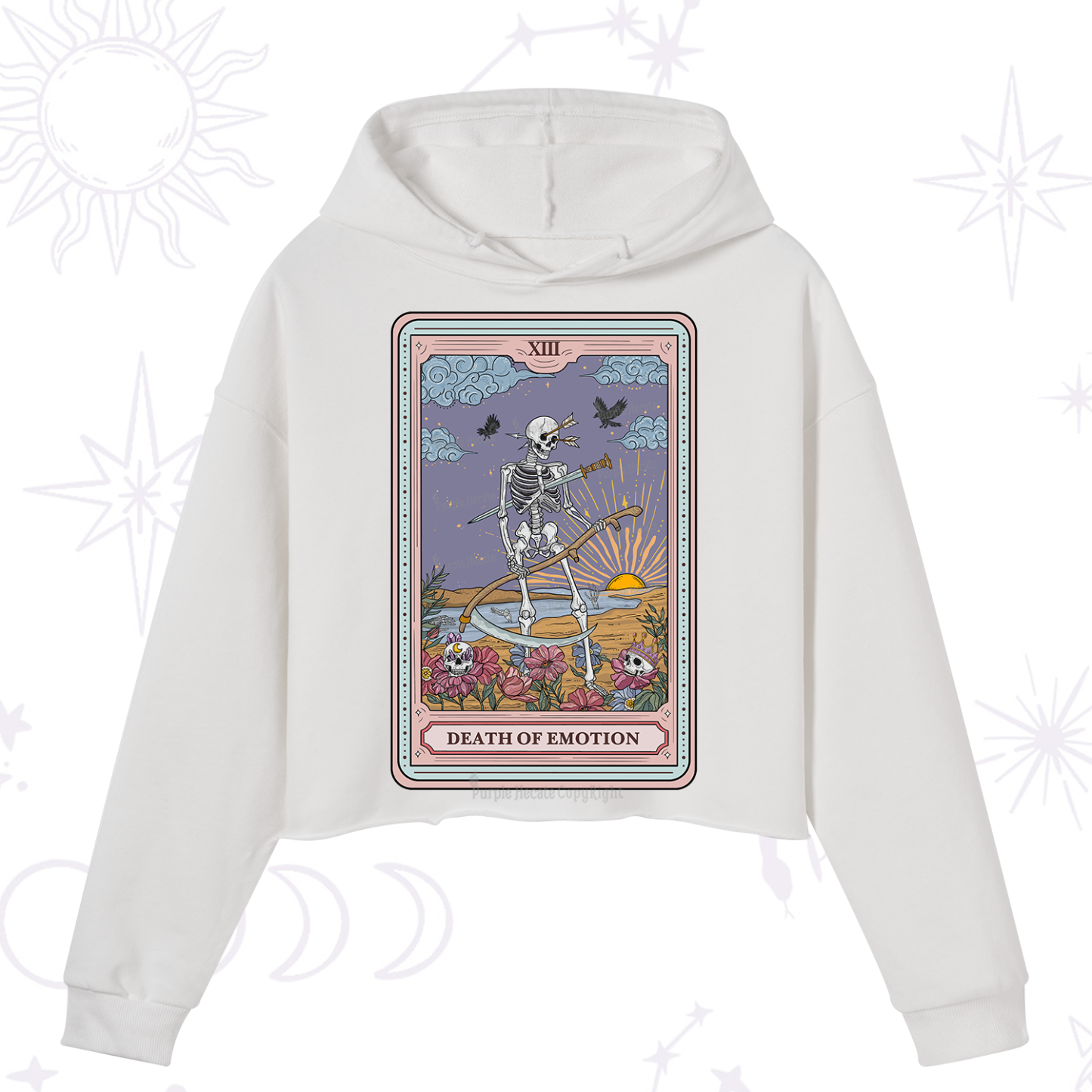 Purplehecate The Death Of Emotion Tarot Crop Hoodie