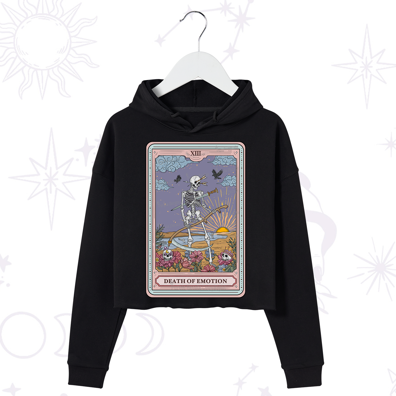 Purplehecate The Death Of Emotion Tarot Crop Hoodie