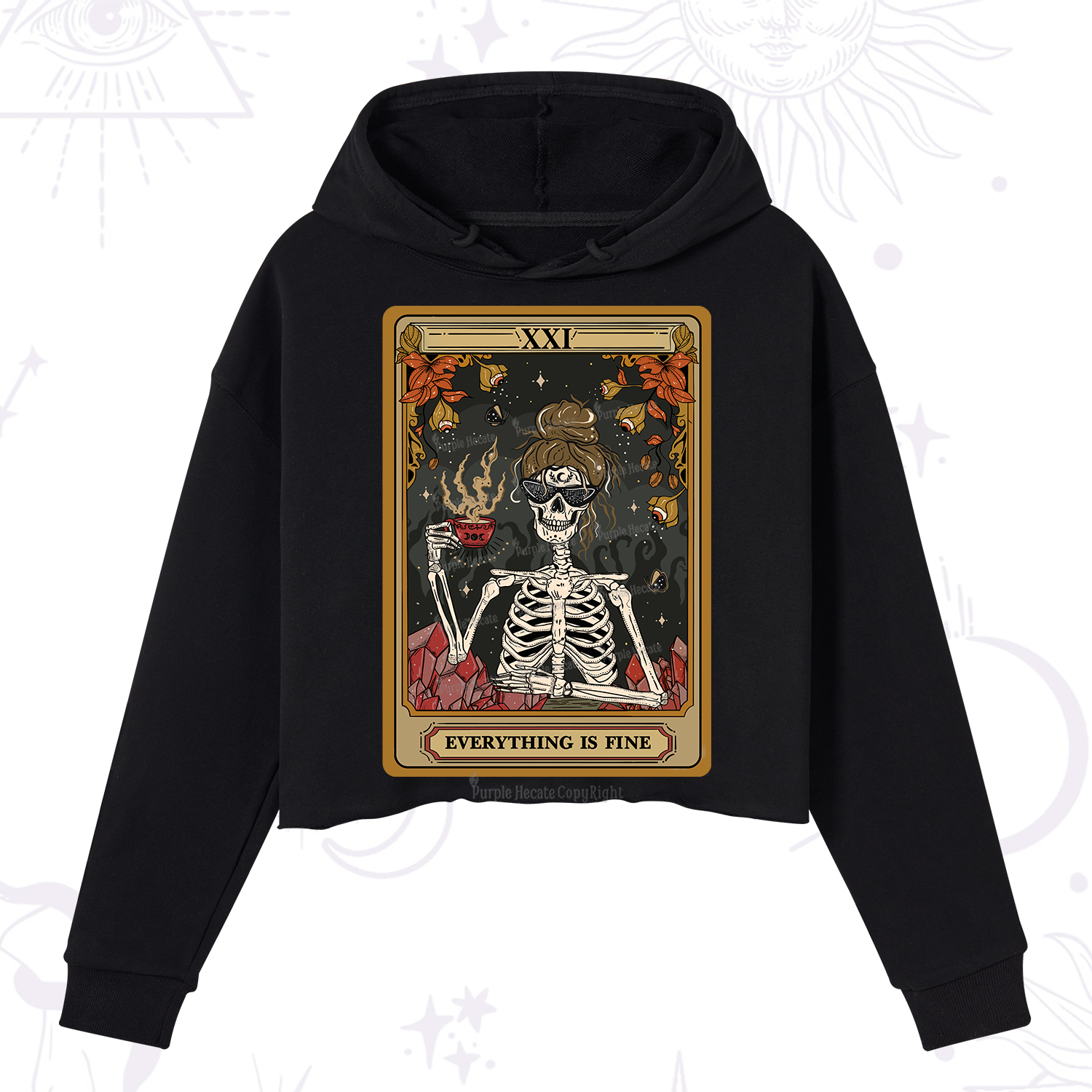 Purplehecate The Everything Fine Tarot Crop Hoodie
