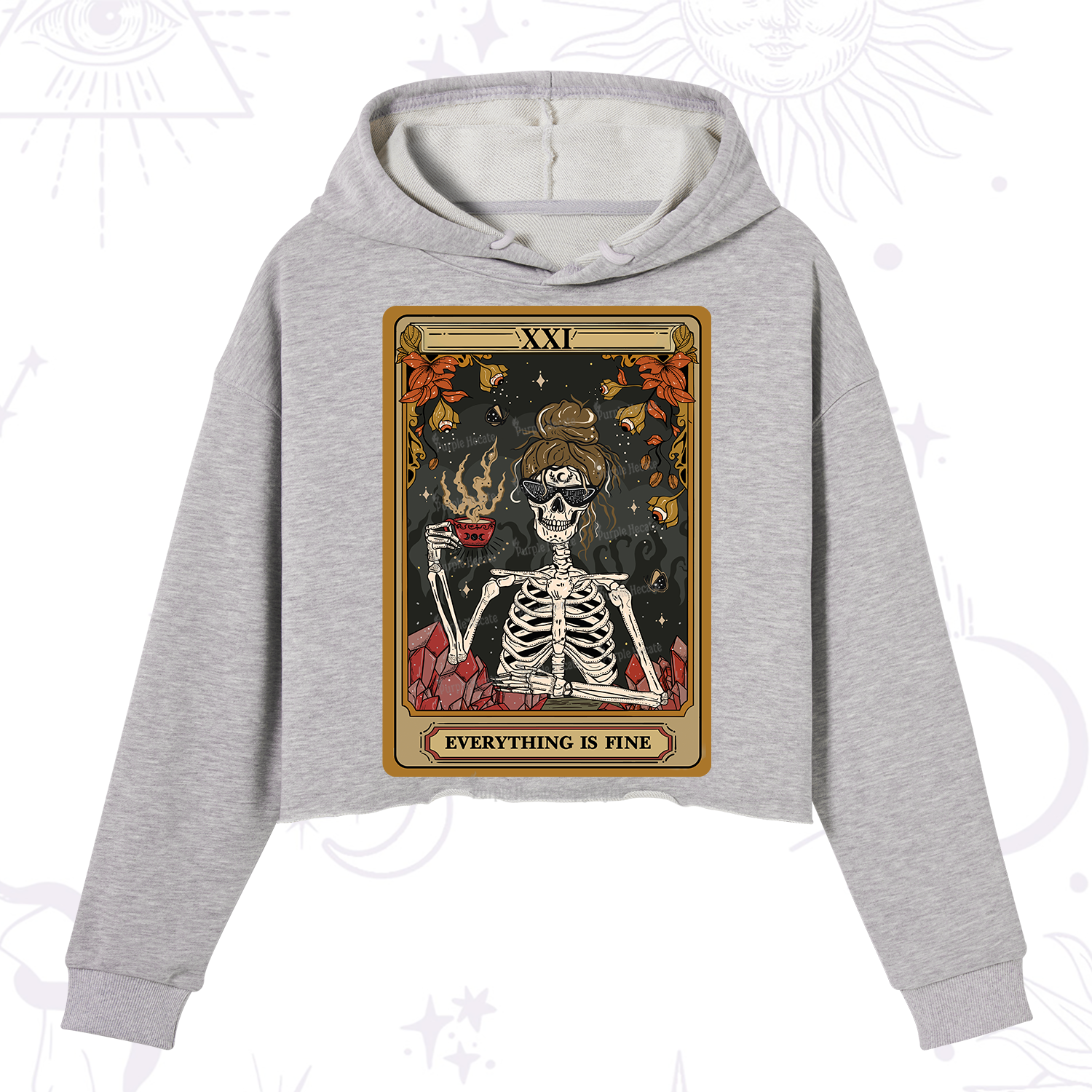 Purplehecate The Everything Fine Tarot Crop Hoodie