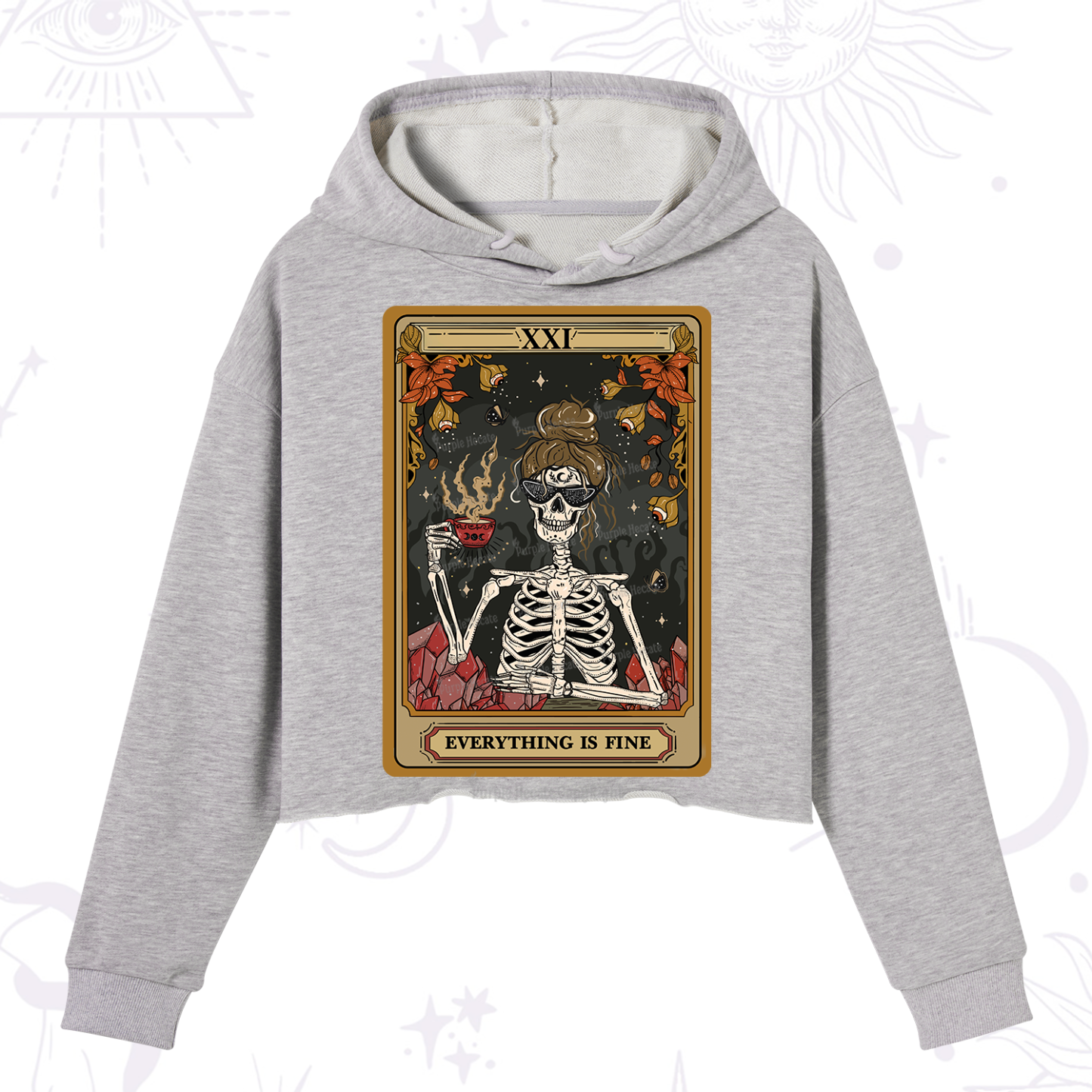Purplehecate The Everything Fine Tarot Crop Hoodie