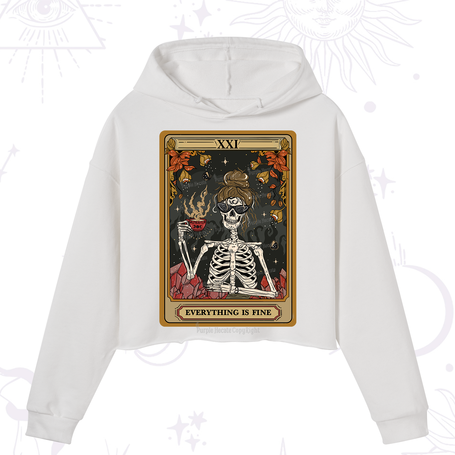 Purplehecate The Everything Fine Tarot Crop Hoodie