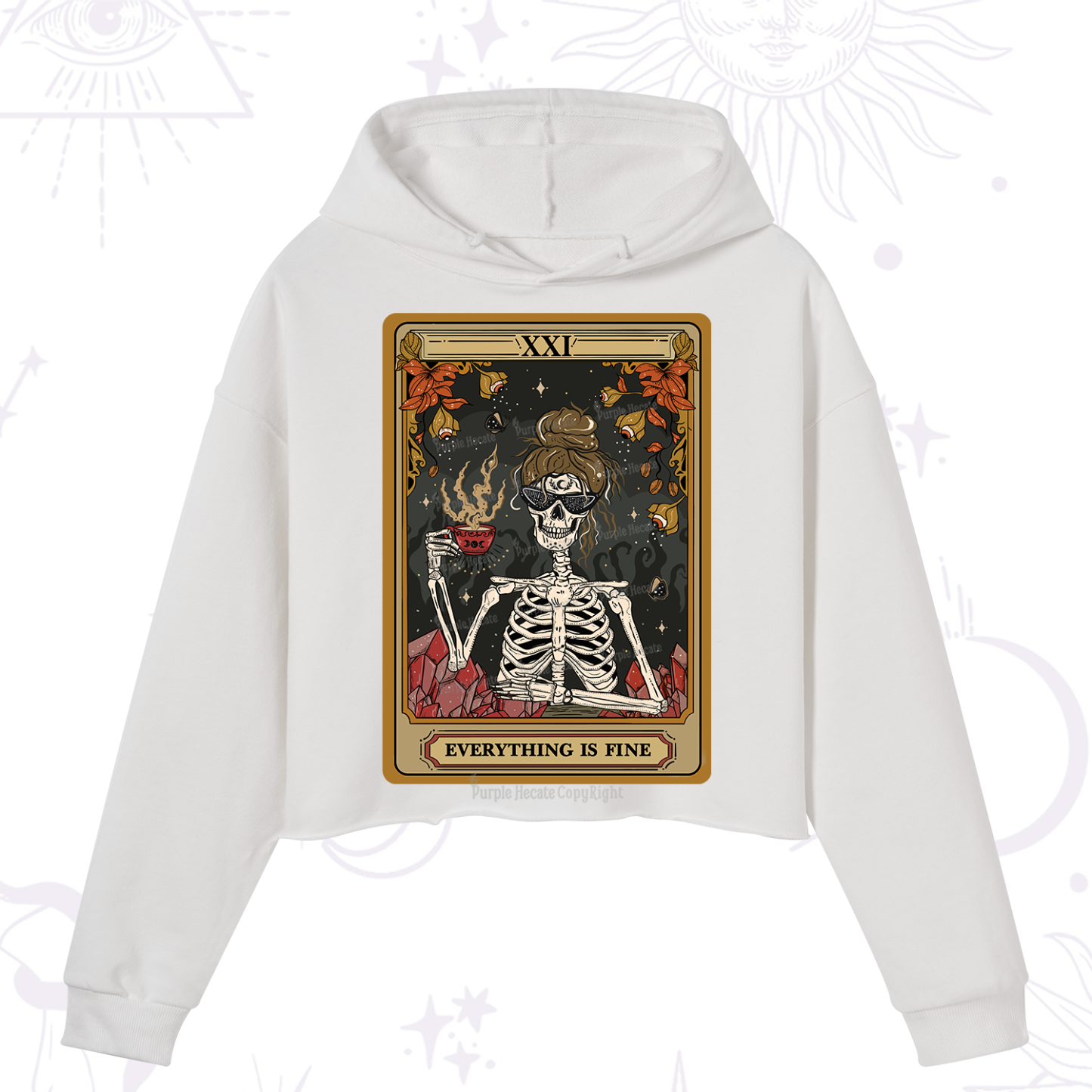 Purplehecate The Everything Fine Tarot Crop Hoodie