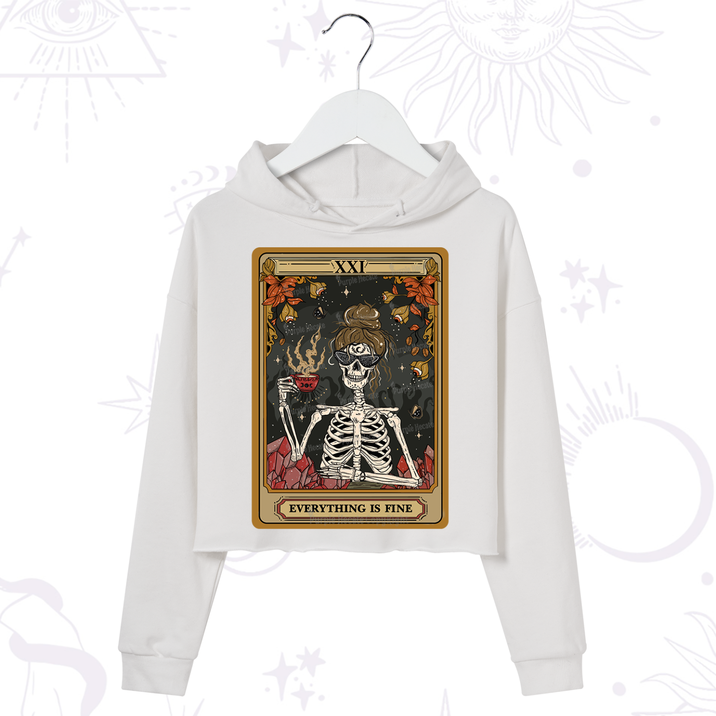 Purplehecate The Everything Fine Tarot Crop Hoodie