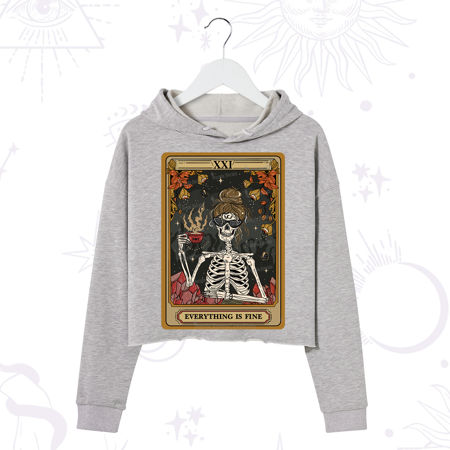 Purplehecate The Everything Fine Tarot Crop Hoodie