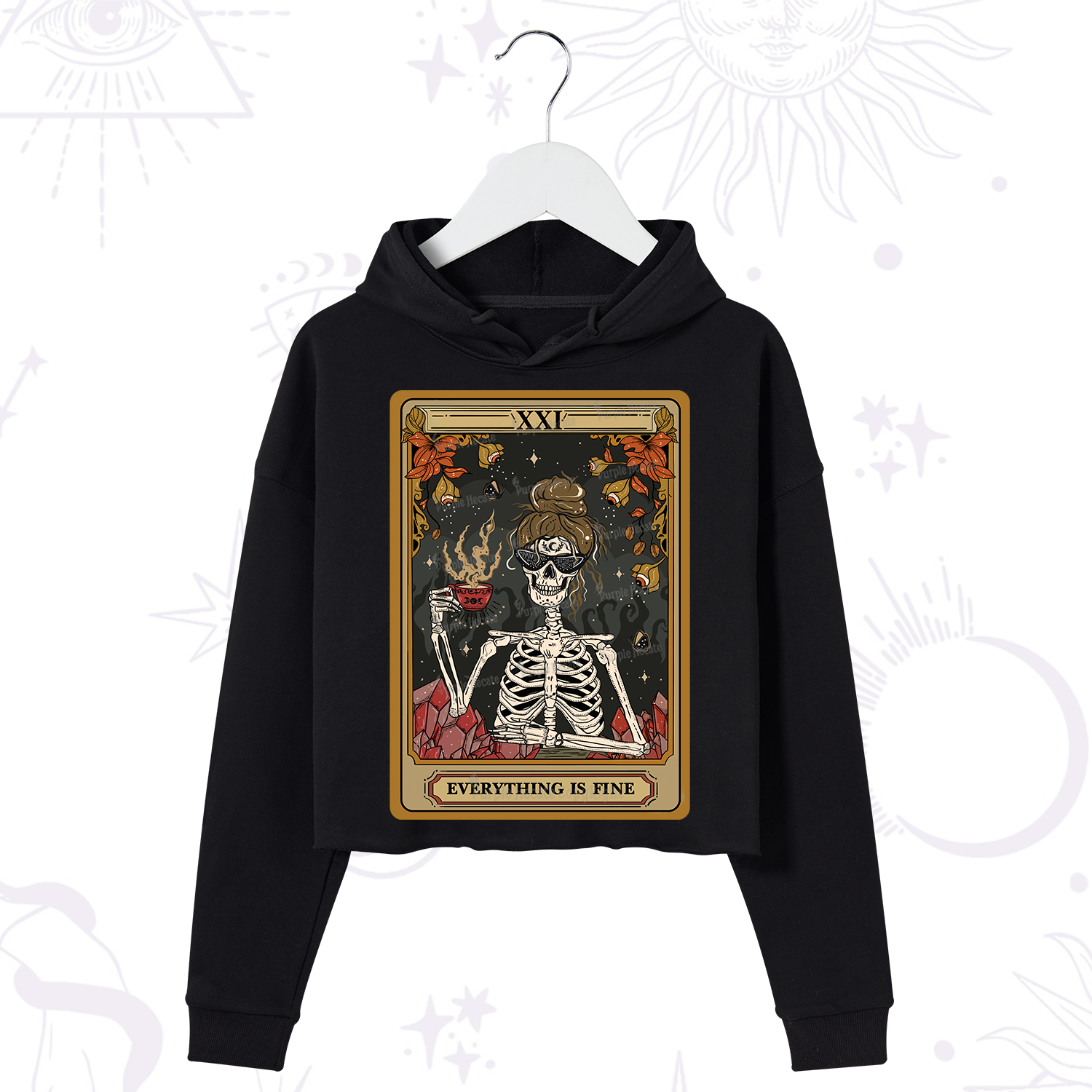 Purplehecate The Everything Fine Tarot Crop Hoodie