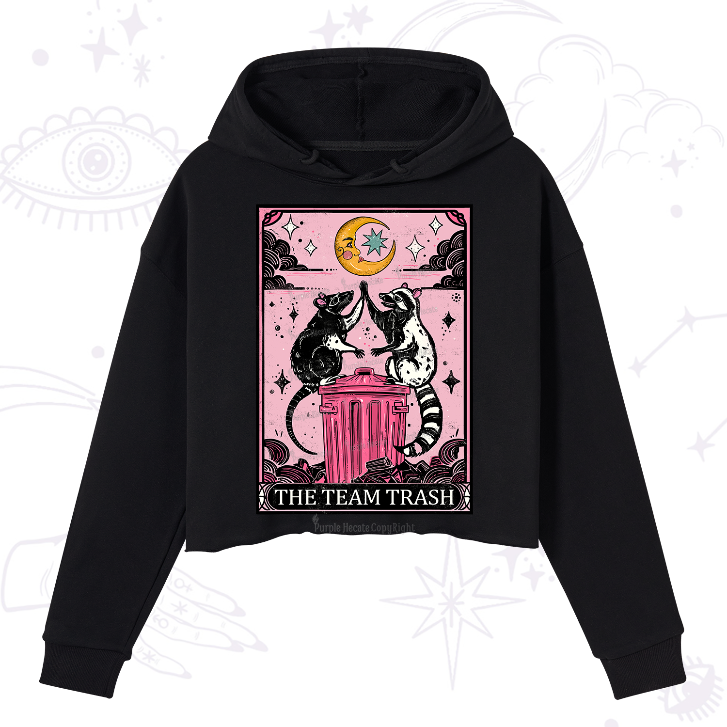 Purplehecate The Team Trash Opossum tarot Crop Hoodie
