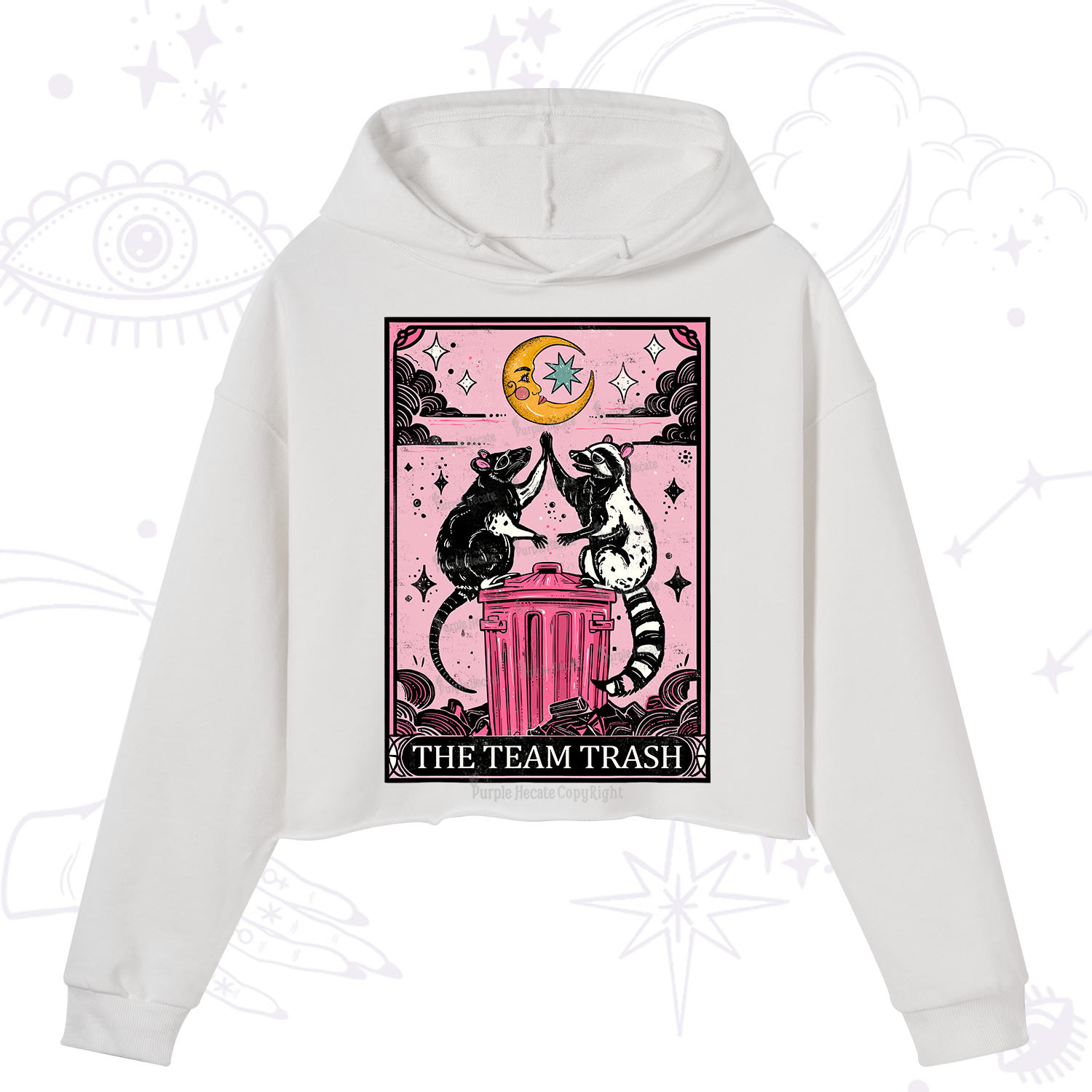 Purplehecate The Team Trash Opossum tarot Crop Hoodie