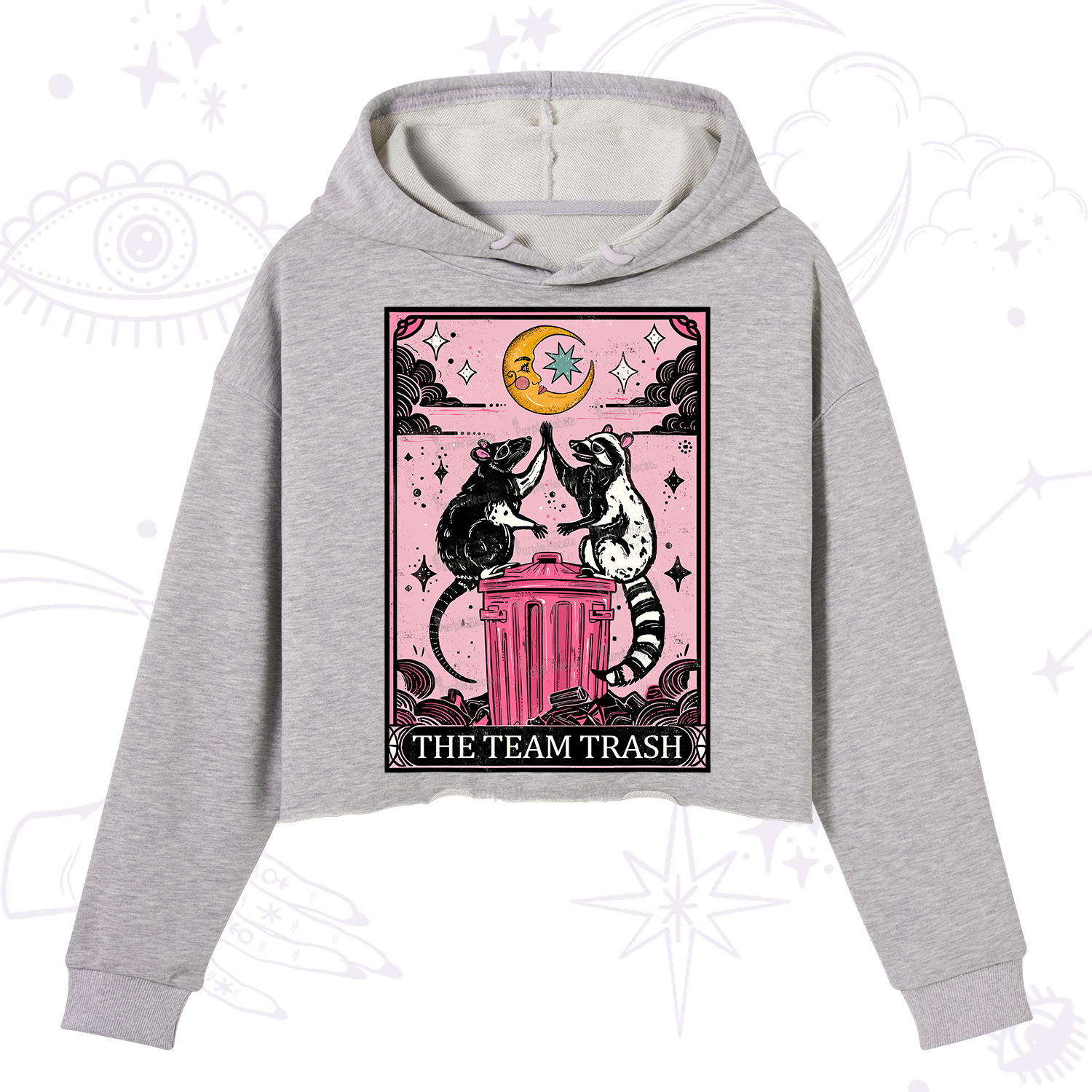 Purplehecate The Team Trash Opossum tarot Crop Hoodie