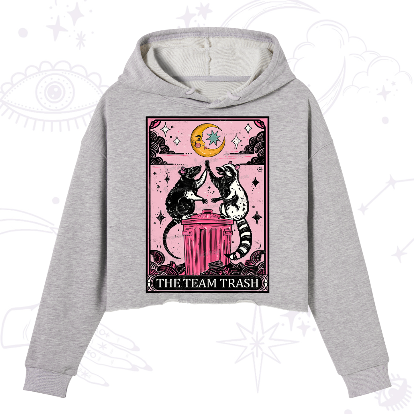 Purplehecate The Team Trash Opossum tarot Crop Hoodie